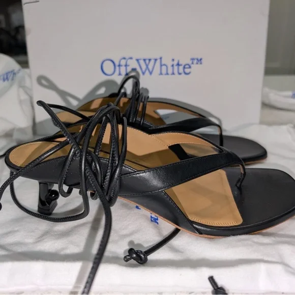 Off-White Black Lollipop lace-up leather sandals - Picture 2 of 11